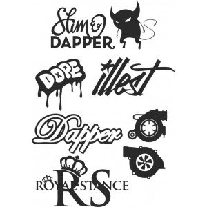Sim dapper, dope, illest, dapper, royal stance комплект стикери
