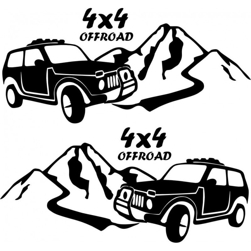 4x4 Offroad джип, планина, комплект стикери