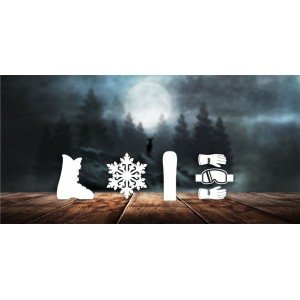 Стикер Snowboard, снежинка, обувки, ръкавици и очила