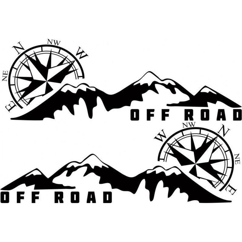 Компас, планина с надпис off road